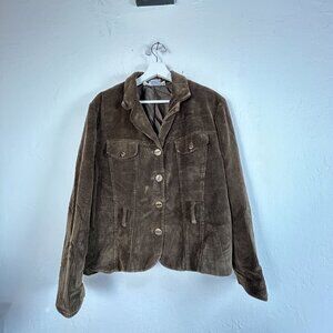 111 State Womens Brown Corduroy Blazer Jacket Size 10 Cotton Button Front Casual